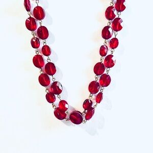 Vintage Monet Red Beaded Necklace